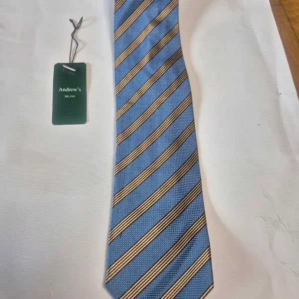 [BUNJANG] Andrew's Milano Striped Necktie Blue / ANDREW'S MILANO 넥타이 스트라이프 블루