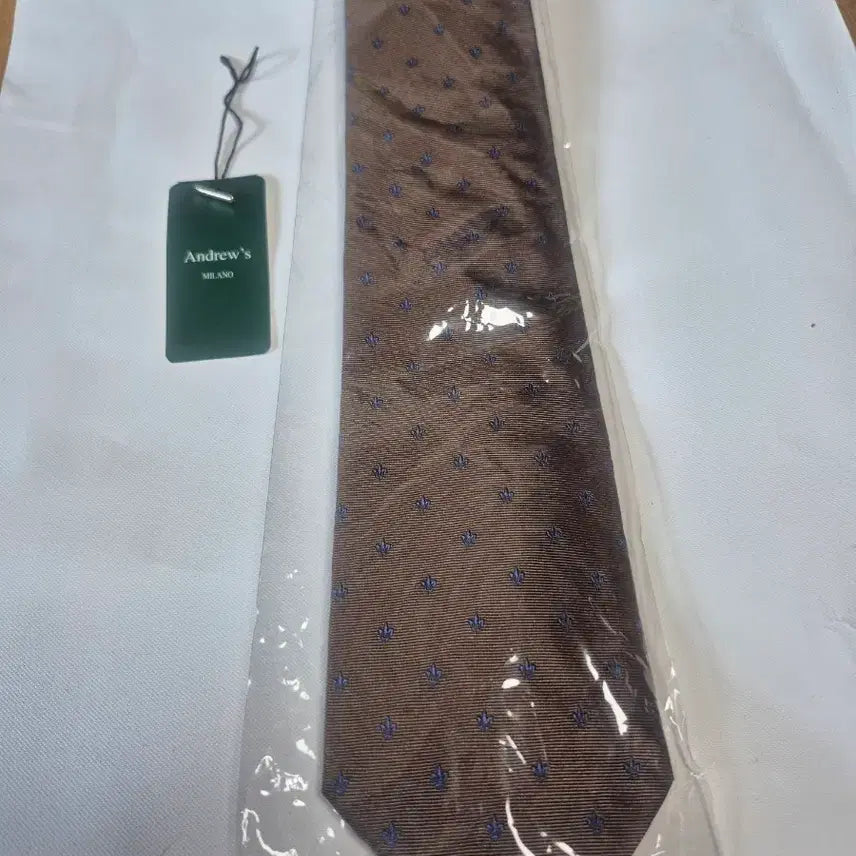 [BUNJANG] Andrew's Milano Brown Flower Pattern Necktie / Andrew's Milano 넥타이 브라운 플라워 패턴