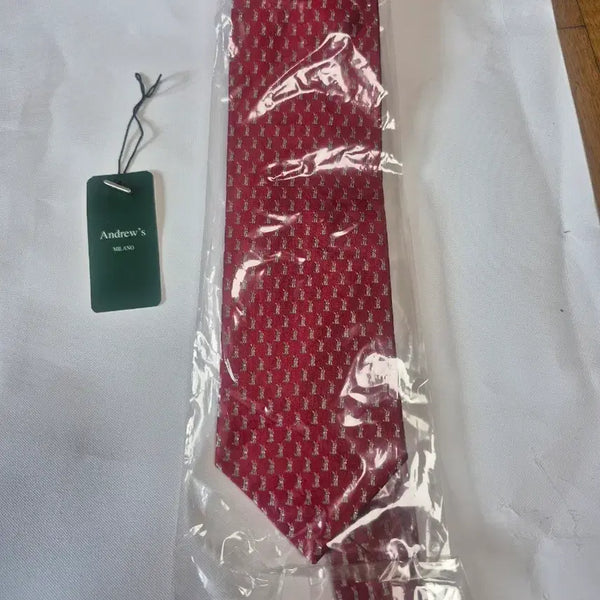 [BUNJANG] Andrew's Milano Red Pattern Tie / ANDREW'S MILANO 넥타이 레드 패턴