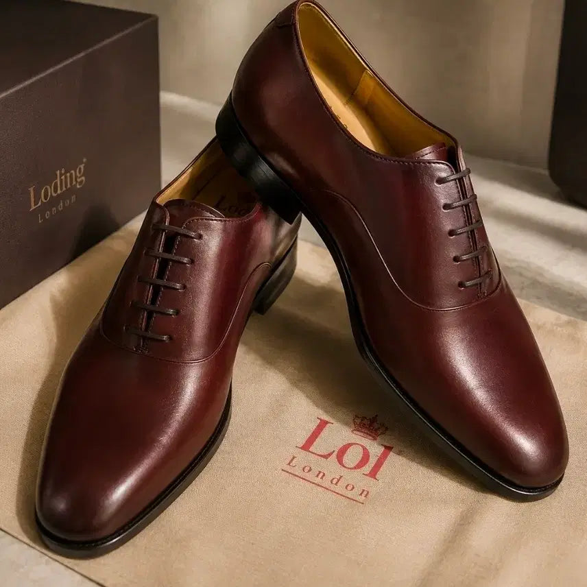 [BUNJANG] Loding London Burgundy Leather Oxford Dress Shoes / 새상품 로딩 프랑스 명품 버건디 남자 정장 구두 수제화 270 275 280 285