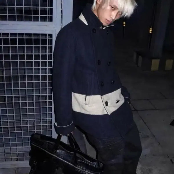 [BUNJANG] Mihara Yasuhiro Twister Cashmere Pea Coat / 미하라야스히로 트위스터 캐시미어 피코트