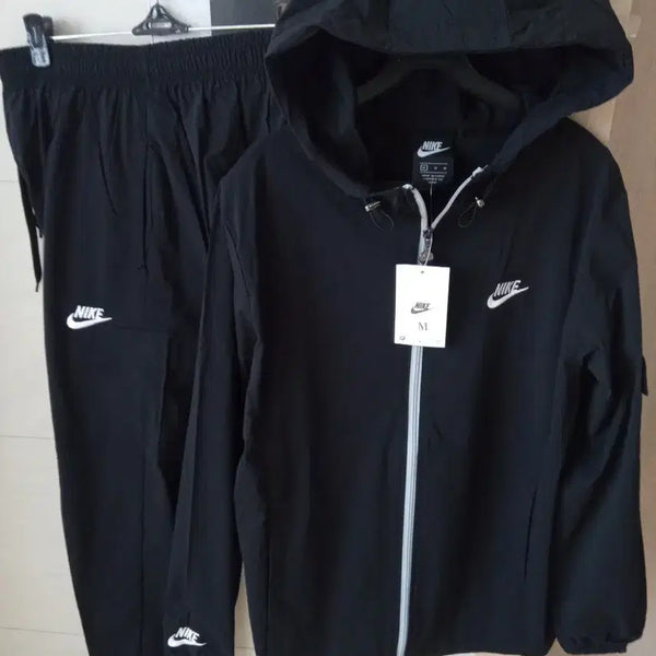 [BUNJANG] Nike Hooded Zip-Up Windbreaker Cargo Jogger Set - Black (Size M) / 나이키 후드집업 바람막이 세트 M 새상품