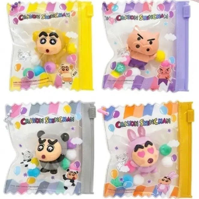 [BUNJANG] Crayon Shin-chan Mini Pouch Keyring Bundle Set / [4종 일괄] 짱구는못말려 미니파우치 키링