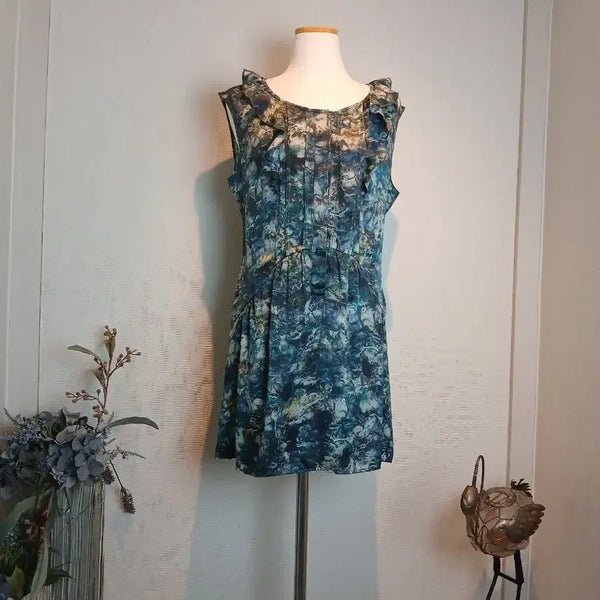 [BUNJANG] RENZA MARKS Sleeveless Silk Dress Shirring Pattern / RENZA MARKS 민소매 실크원피스 셔링 패턴