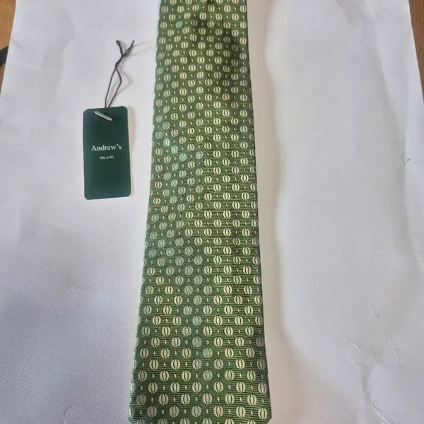 [BUNJANG] Andrew's Milano Green Patterned Silk Tie / 앤드류스 밀라노 타이 그린 패턴
