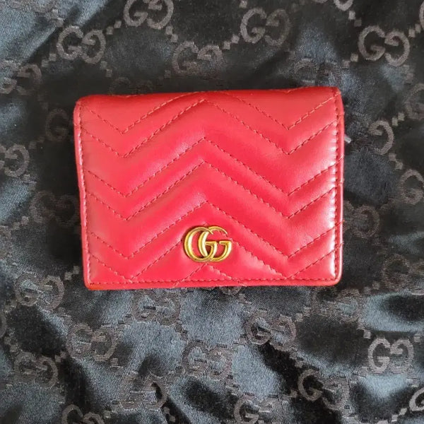 [BUNJANG] Gucci Quilted GG Logo Leather Wallet - Red / 구찌 지갑
