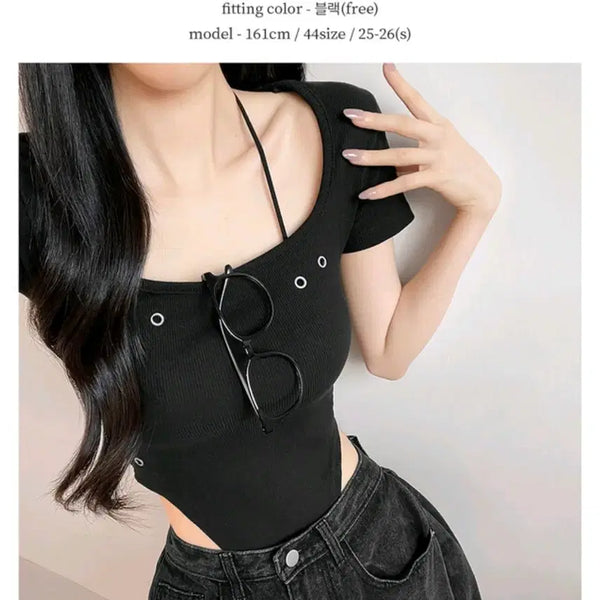 [BUNJANG] Ablley Short-Sleeve Bodysuit T-Shirt / 에이블리 바디수트 반팔티