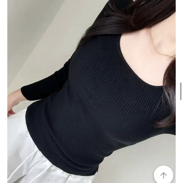 [BUNJANG] Black V-Neck Short Sleeve T-Shirt / 브이넥 기본티 검정 반팔 에이블리  블랙 교신