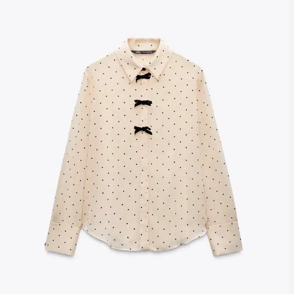 [BUNJANG] Zara Polka Dot Sheer Ribbon Blouse / Zara 자라 도트 시스루 리본 블라우스