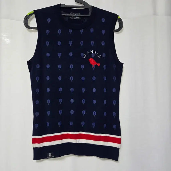 [BUNJANG] W.ANGLE Women's Navy Knit Golf Vest / 와이드앵글 니트 조끼 90 네이비