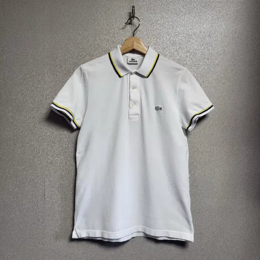 [BUNJANG] Lacoste Classic Color-Block Collar Short-Sleeve T-Shirt White Size S / 새상품급) 라코스테 클래식 배색 카라 반팔티 90(S) 화이트