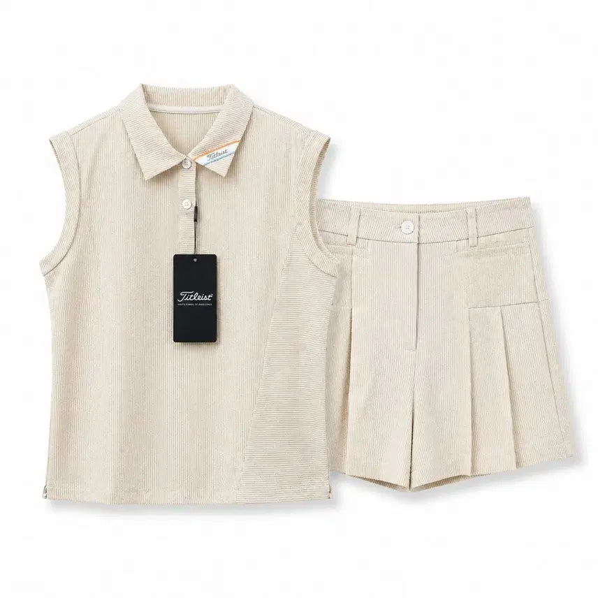 [BUNJANG] Titleist Golf Wear Top and Bottom Set (Beige) / 타이틀리스트 골프 웨어 상하의 세트 베이지