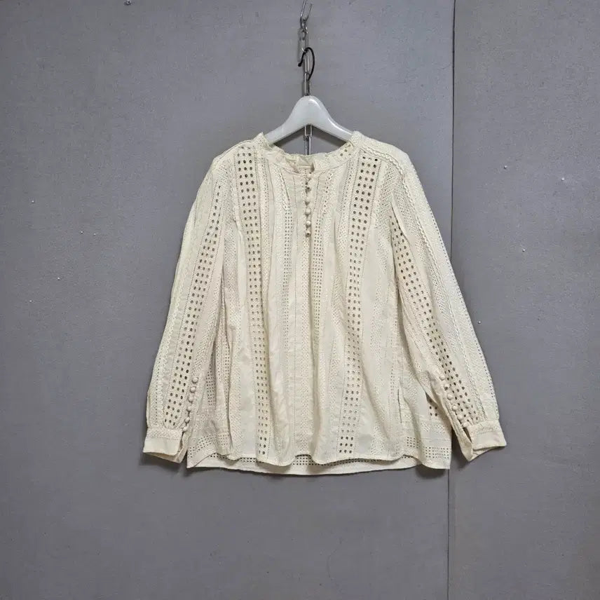 [BUNJANG] Mine Luxurious Cotton Blouse (Size 55) / 마인 고급스런 면수 블라우스 55   n8309