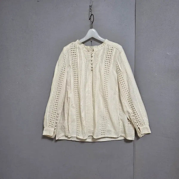 [BUNJANG] Mine Luxurious Cotton Blouse (Size 55) / 마인 고급스런 면수 블라우스 55   n8309