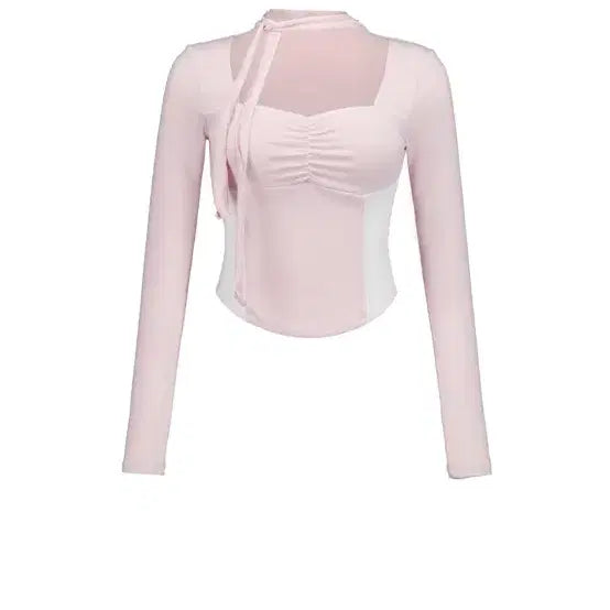 [BUNJANG] For You Valentine Tie Top S Pink / 포어링 발렌타인 타이 탑 S 핑크