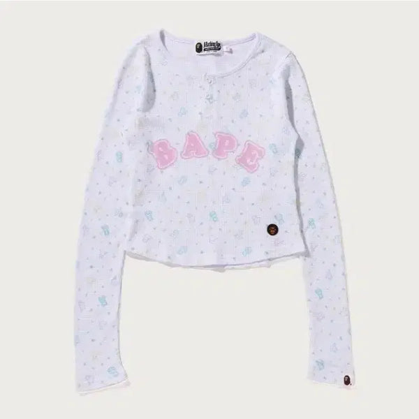 [BUNJANG] BAPE Lisa Milo Star Pattern Waffle Slim Fit Long Sleeve Tee / 베이프 여성용 리사 마일로 스타 패턴 와플 슬림 핏 롱 슬리브 티