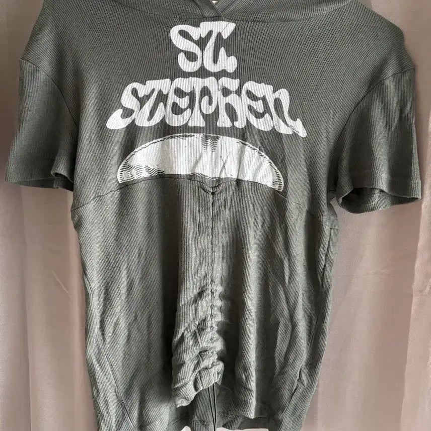 [BUNJANG] String Detail Hooded Short Sleeve T-Shirt / 스트링 후드반팔