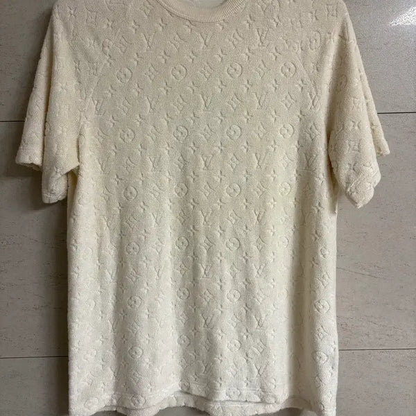 [BUNJANG] Louis Vuitton Terry Monogram Short-Sleeve T-Shirt Cream M / [M] 백화점판 루이비통 테리 모노그램 반팔 크림