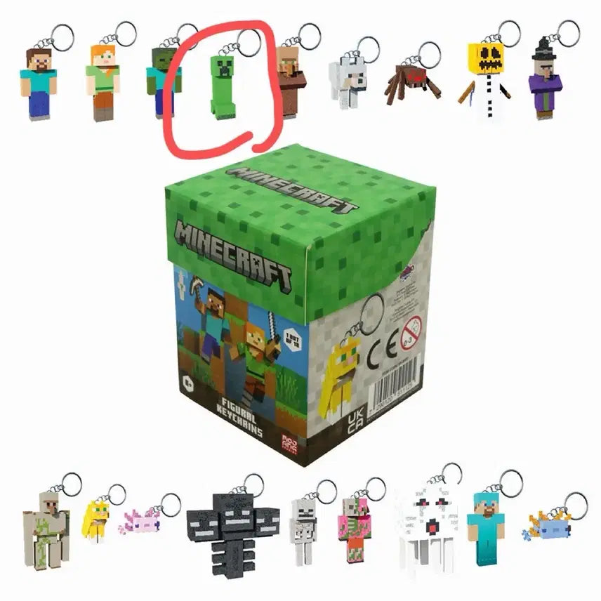 [BUNJANG] Minecraft Creeper Pompom Material Figure Keychain / 마인크래프트 마크 랜덤 피규어 키링 크리퍼(폼폼이재질