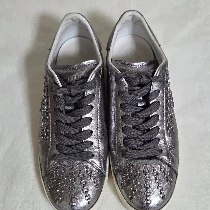 [BUNJANG] TOD'S Women's Silver Cow Leather Sneakers / 토즈 (TOD'S) 여성 스니커즈 신발