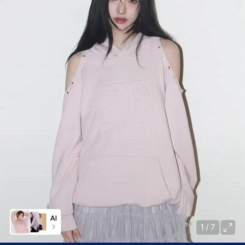 [BUNJANG] ILLICO Cut-Out Oversized Hoodie Pink M / 일리고 129 컷아웃 오버핏 후드티 핑크 M