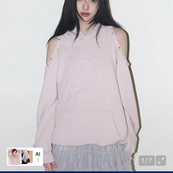 [BUNJANG] ILLICO Cut-Out Oversized Hoodie Pink M / 일리고 129 컷아웃 오버핏 후드티 핑크 M