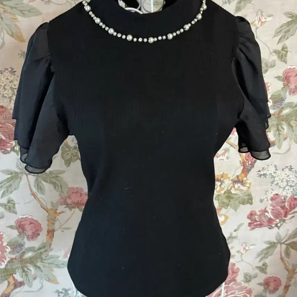 [BUNJANG] INGNI Short Sleeve Pearl Knit Top / ingni 잉그니 반팔 니트