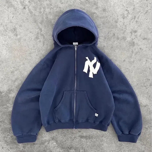 [BUNJANG] Akimbo Club Navy Hoodie Zip-up / 아킴보클럽 후드집업