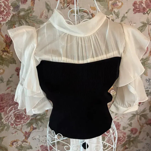 [BUNJANG] Ingni Frill Shirt Knit / ingni 잉그니 셔츠 프릴 니트
