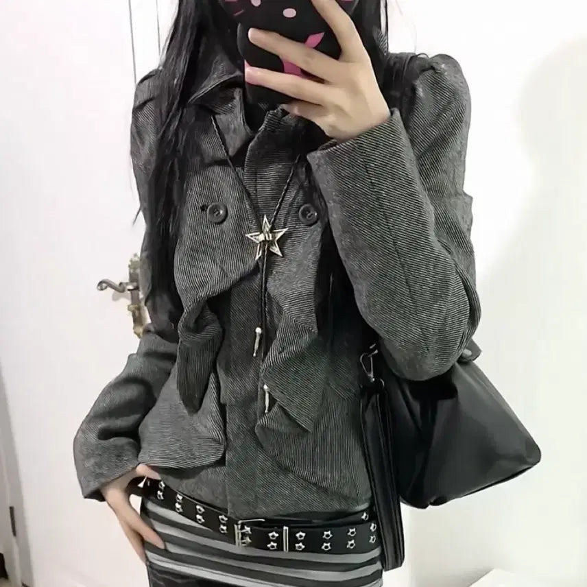 [BUNJANG] Joongbu Vintage Gray Double-Button Jacket / 중브 빈티지 자켓 그레이 더블 버튼 자켓