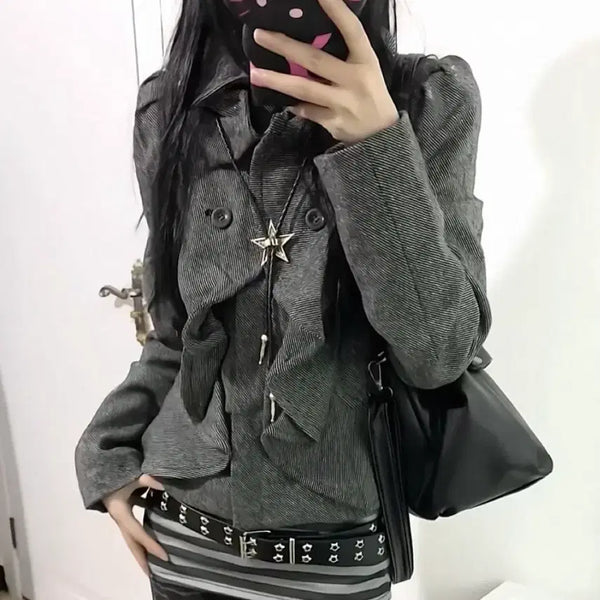 [BUNJANG] Joongbu Vintage Gray Double-Button Jacket / 중브 빈티지 자켓 그레이 더블 버튼 자켓