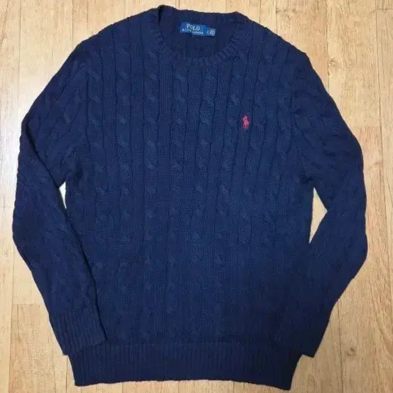 [BUNJANG] Polo Ralph Lauren Cable Knit Long Sleeve Sweater Navy Size 100 / (최상급) 폴로 랄프로렌 케이블 꽈배기 긴팔 니트, 100, 네이비색