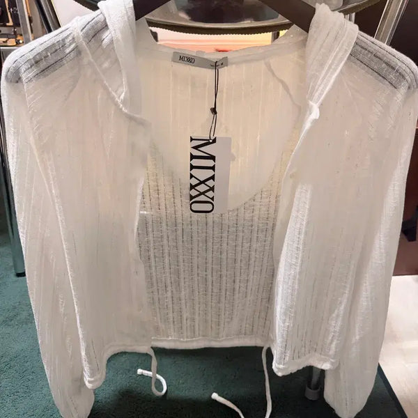 [BUNJANG] MIXXO Linen Hoodie White Ivory / 린넨 후디 새제품 (미쏘, 정가39000원)