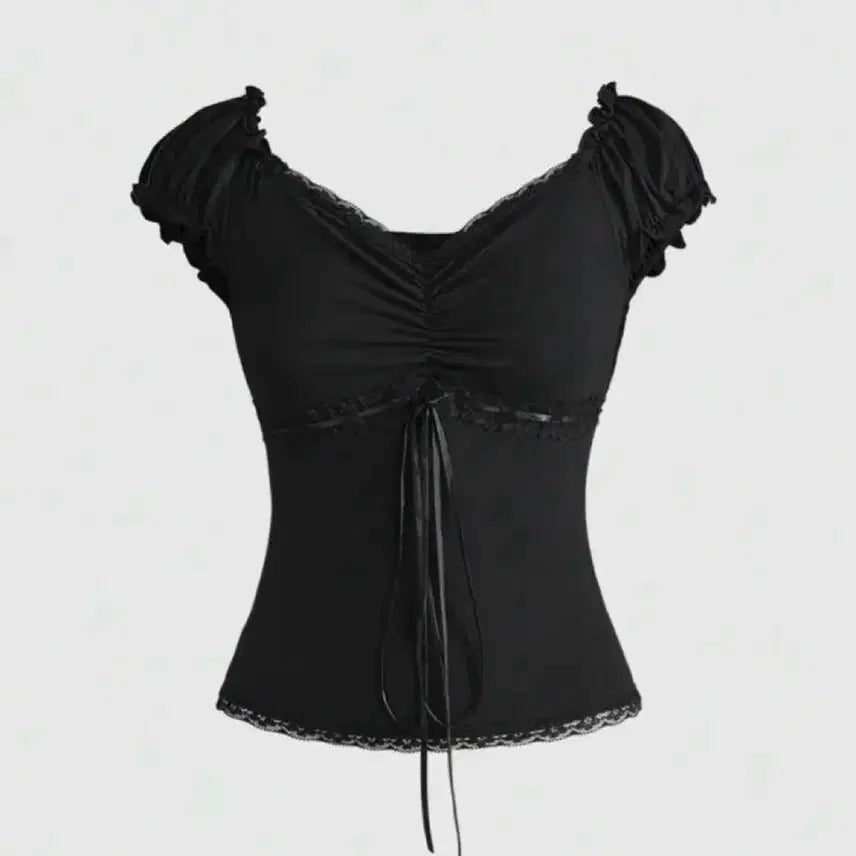 [BUNJANG] Shein Abley Shirring Blouse T-Shirt / 쉬인 에이블리 반팔 셔링 블라우스 티셔츠