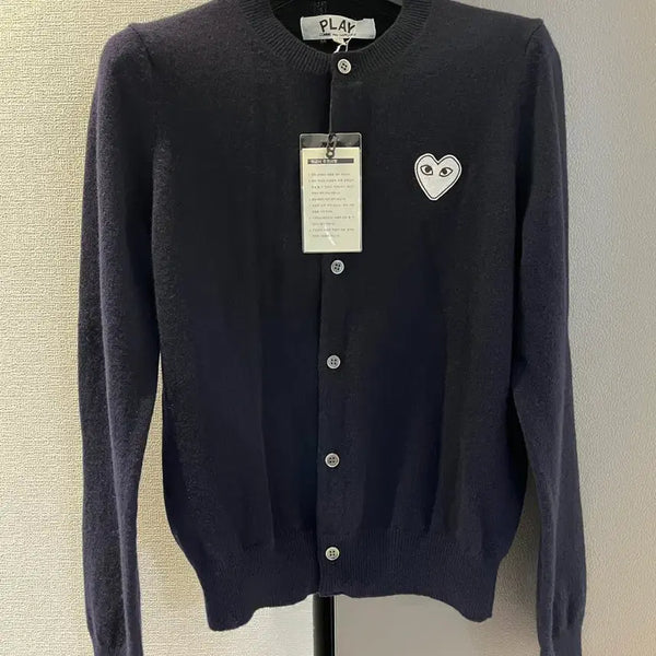 [BUNJANG] Comme des Garçons Cardigan Navy White Logo / 꼼데가르송 가디건