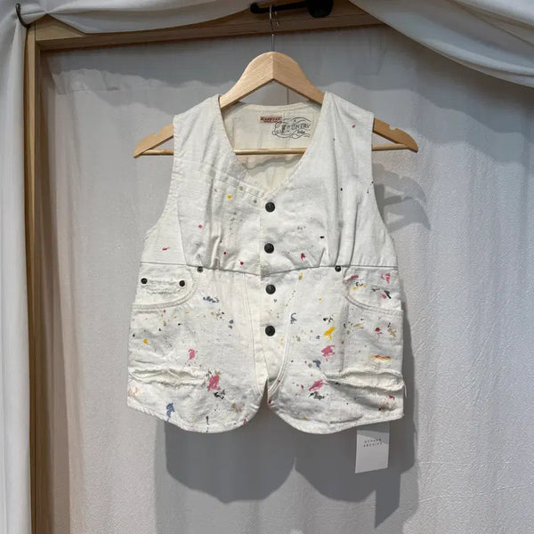 [BUNJANG] Capital Country Distressed Painting Denim Vest / (1) 캐피탈 컨트리 디스트레스 페인팅 데님 베스트