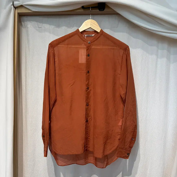 [BUNJANG] Orari Band Collar Silk Shirt - Orange / (1) 오라리 밴드 카라 실크 셔츠 오렌지