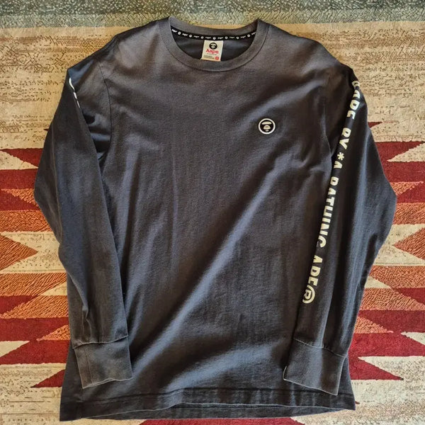 [BUNJANG] Ape Logo Sideline Long Sleeve T-Shirt M (95) / 에이프 로고 사이드라인 롱슬리브 긴팔 티셔츠 M(95)