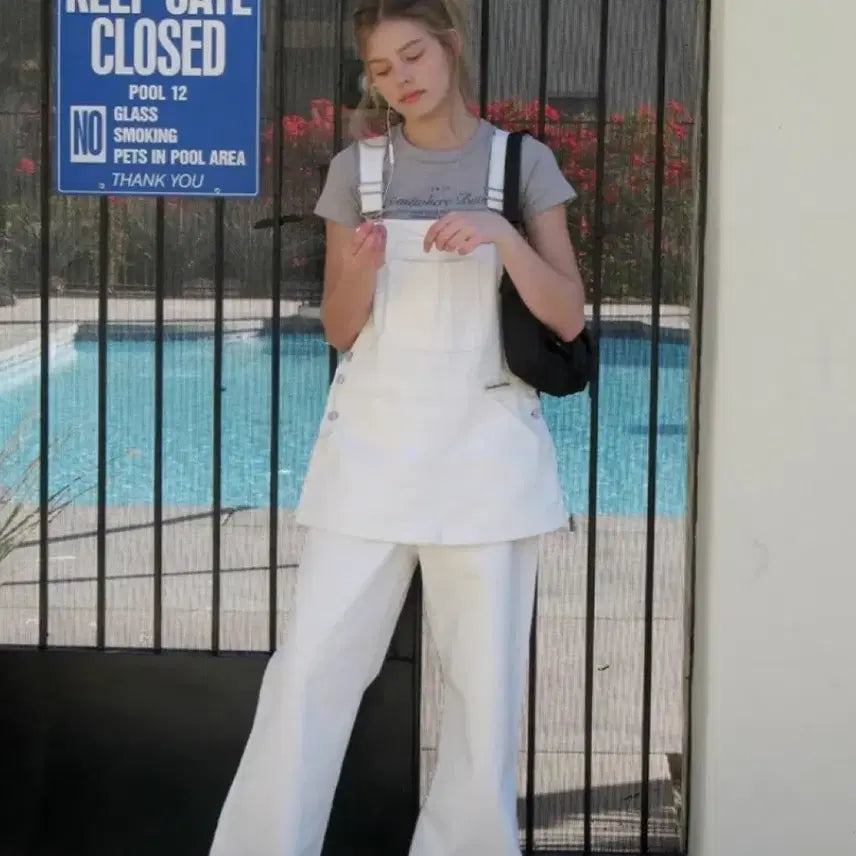 [BUNJANG] Somewhere Better Combi Cotton Overall White / 썸웨어버터 콤비 코튼 오버롤 화이트