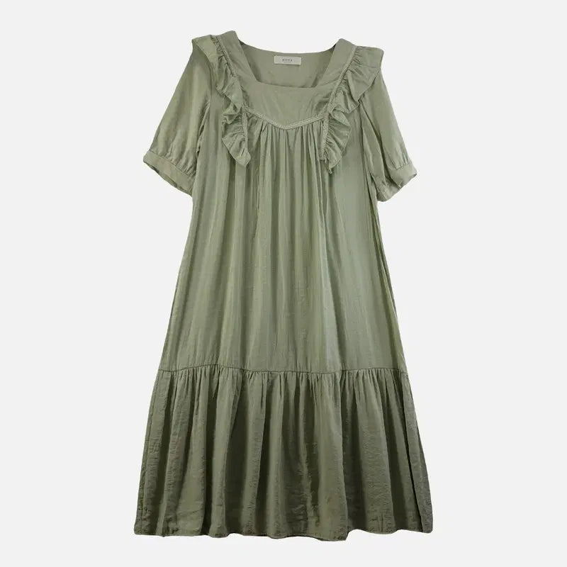 [BUNJANG] Ripple Light Green Women's One-Piece Dress / 리플 라이트 그린 여자 원피스 FREE O0422