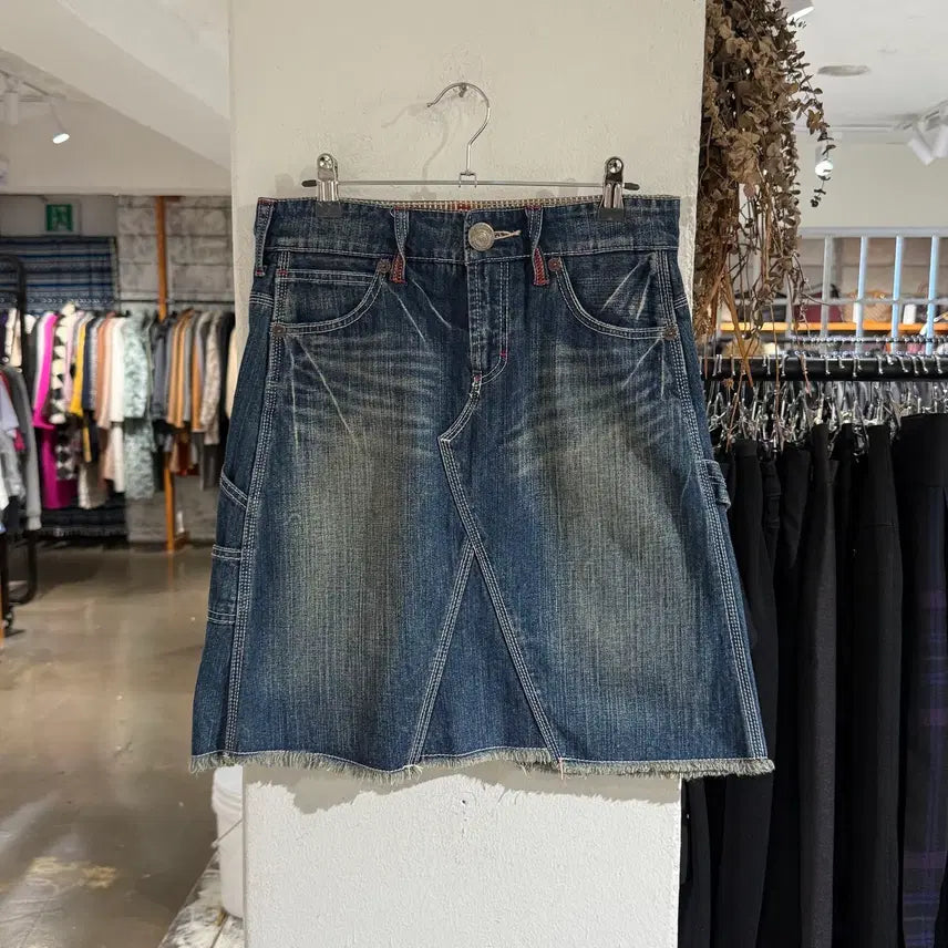 [BUNJANG] Rush Hour Cut-off Denim Mini Skirt / 러시아워 컷오프 데님 미니 스커트