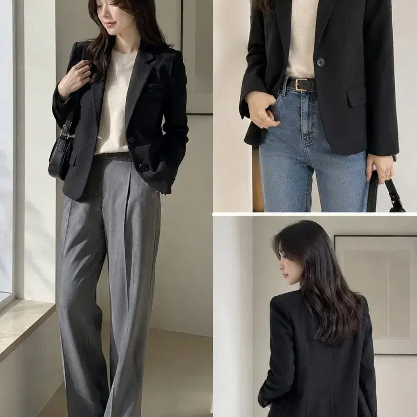 [BUNJANG] Ozcece Black Single Button Jacket XS / 오즈세컨드 블랙 싱글 버튼 재킷 XS