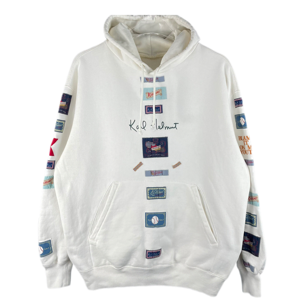 [BUNJANG] KARL HELMUT Patchwork Hoodie T-Shirt White L / [L] 칼 헬무트 패치워크 후드 티셔츠