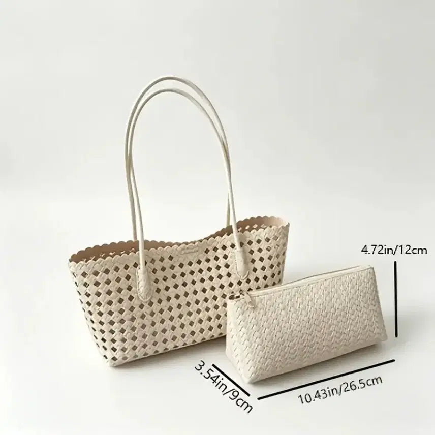 [BUNJANG] Weaving Style Shoulder Bag and Pouch Set / 새상품 위빙스타일 숄더백 파우치 세트