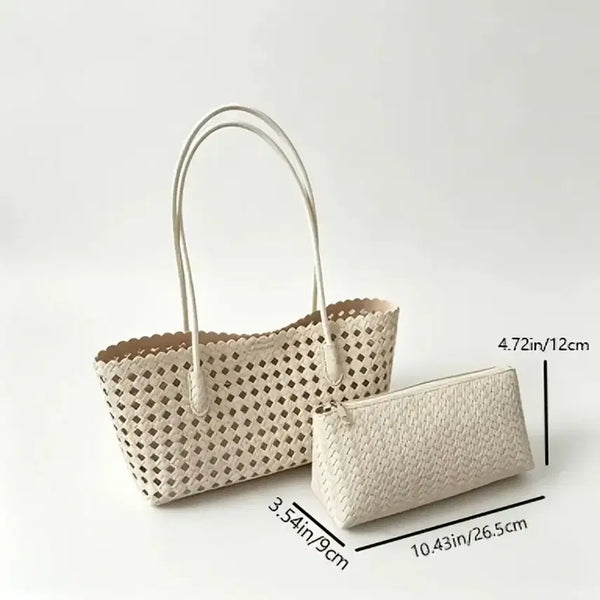 [BUNJANG] Weaving Style Shoulder Bag and Pouch Set / 새상품 위빙스타일 숄더백 파우치 세트