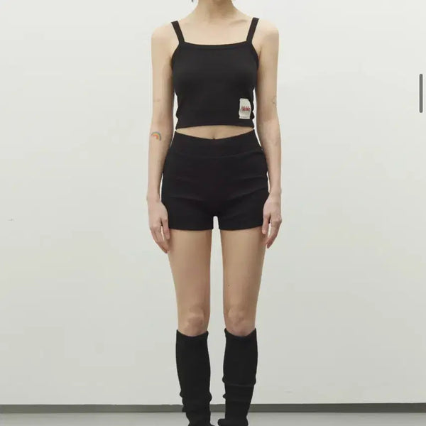 [BUNJANG] Michiko London Union Jack Ribbed Shorts Black (Long Version) / [미치코런던]유니언잭 골지 쇼츠 블랙 (롱버전)