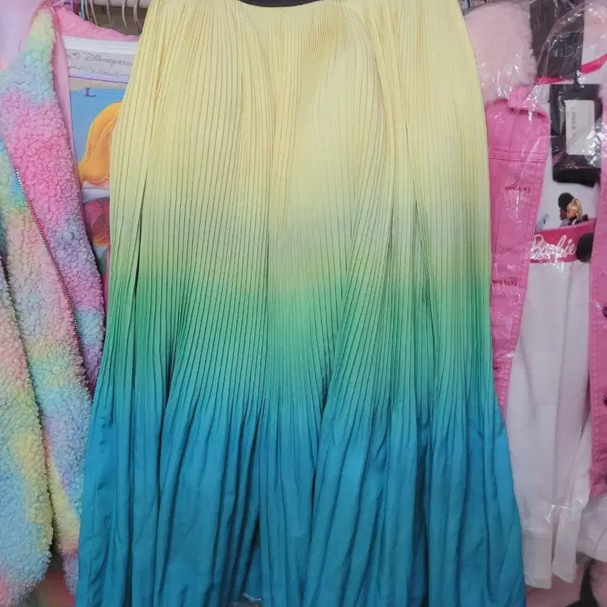 [BUNJANG] Imported Gradient Midi Skirt Yellow/Mint/Blue / 수입 그라테이션 스커트 옐로우/민트/블루