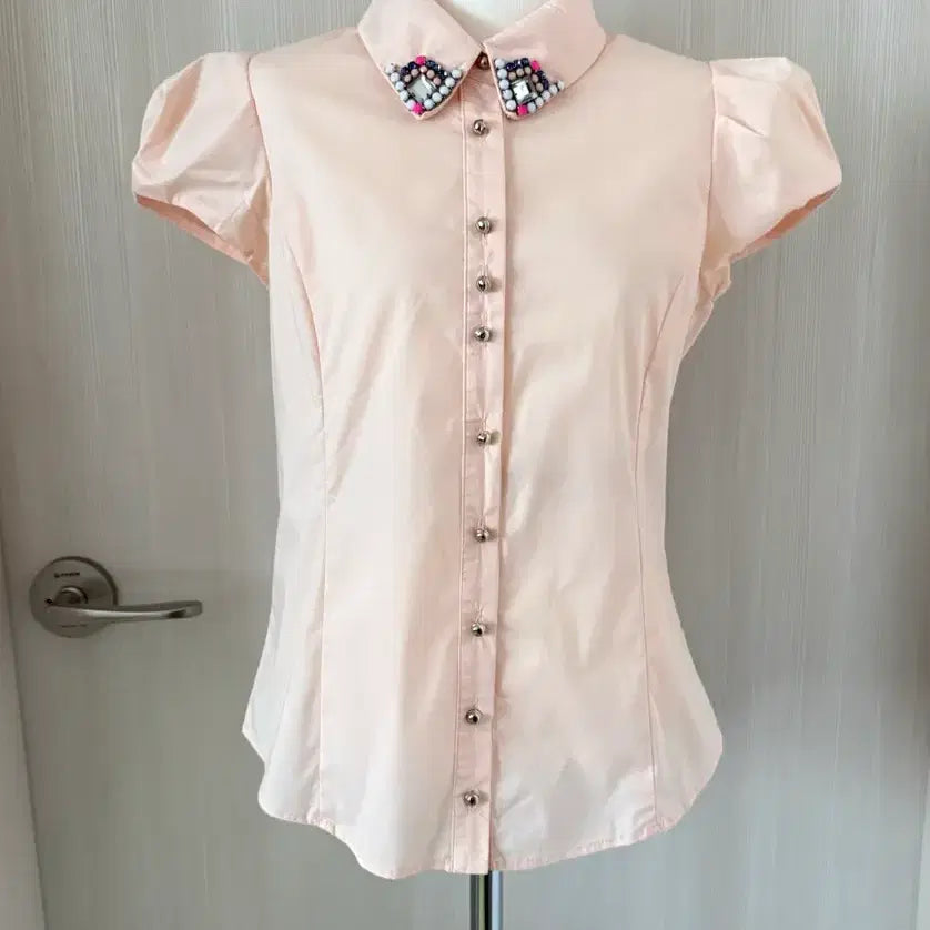 [BUNJANG] EGOIST Beaded Collar Blouse Size 55 / EGOIST 비즈 카라 블라우스 55