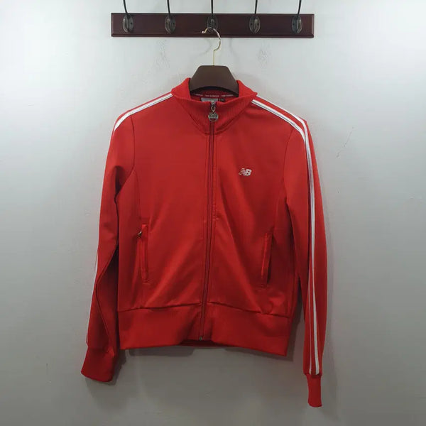 [BUNJANG] New Balance Women's Red Daily Logo Jersey Jacket (Size 90) / 90 뉴발란스 여성 레드 데일리 로고 져지 자켓