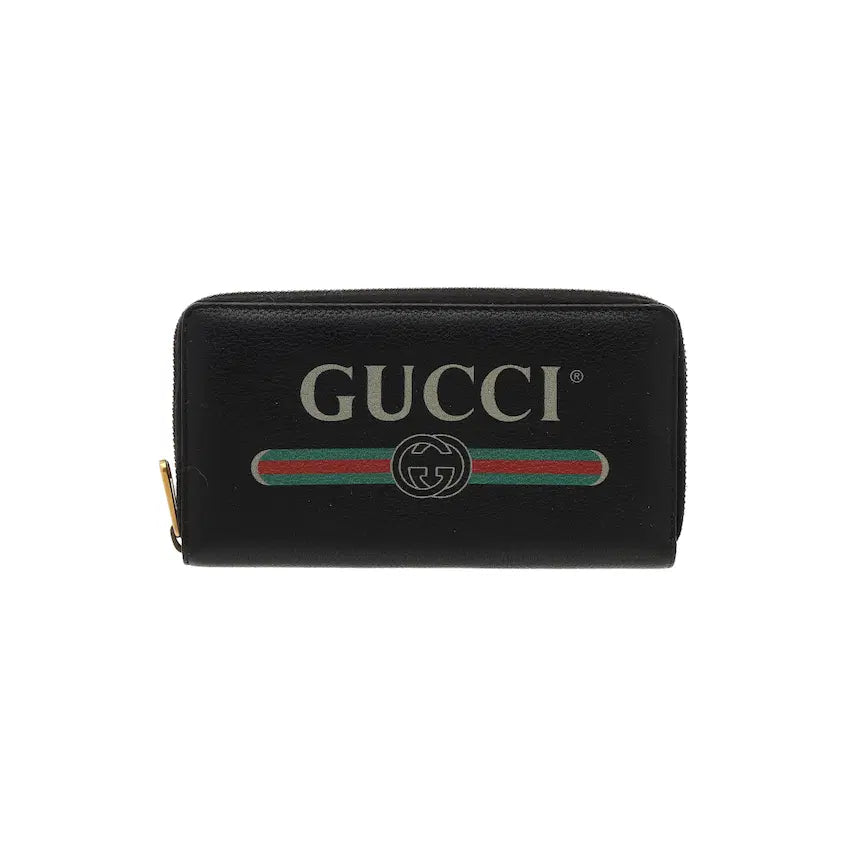 [BUNJANG] Gucci Logo Print Zipper Around Long Wallet / 구찌 로고 프린트 지퍼 어라운드 장지갑